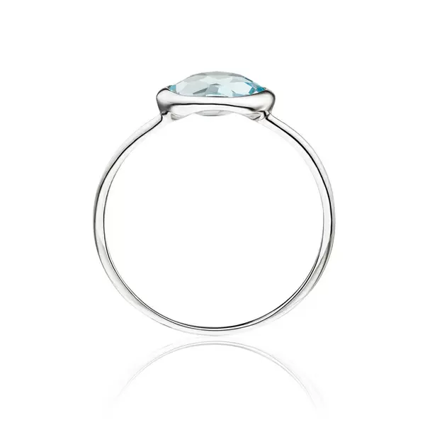 Leaf Jewelry Ring 14 K Weißgold, Blauer Topas Versandkostenfrei