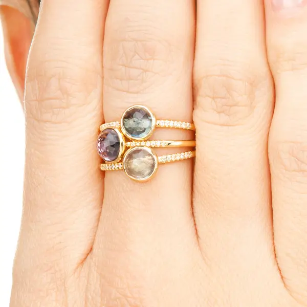 Leaf Jewelry Ring Amethyst mit Diamanten, 14K Gelbgold Flash Sale