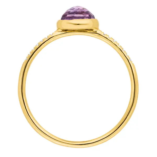 Leaf Jewelry Ring Amethyst mit Diamanten, 14K Gelbgold Flash Sale