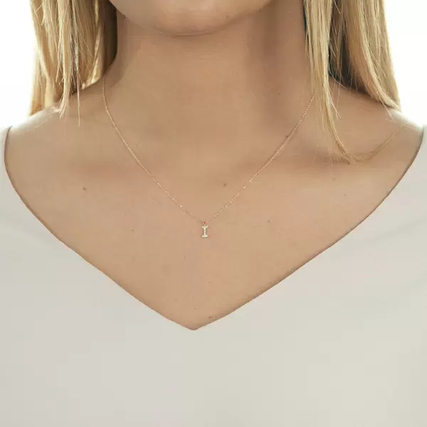 Leaf Jewelry Halskette Letter "I", 14 K Rosegold mit Diamanten Exklusivangebot