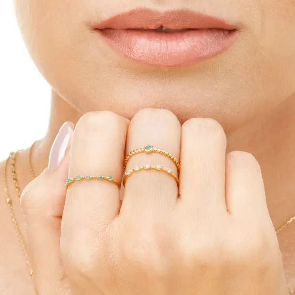 Leaf Jewelry Ring Twist Smaragd, 14K Rosegold Muttertagsangebot