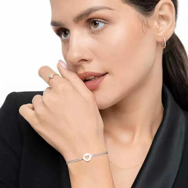 Leaf Jewelry Glücksbändchen Heart, 14 K Gelbgold, Beige Jubiläumsangebot