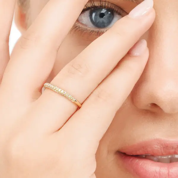 Leaf Jewelry Ring DAZZLE mit Diamanten, 14K Gelbgold Lagerräumung