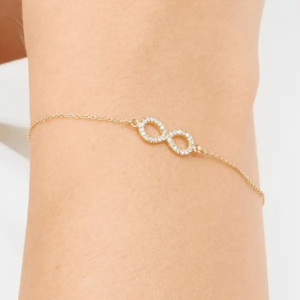 Leaf Jewelry Armkette Infinity mit Diamanten, 18 K Gelbgold Große Rabatte