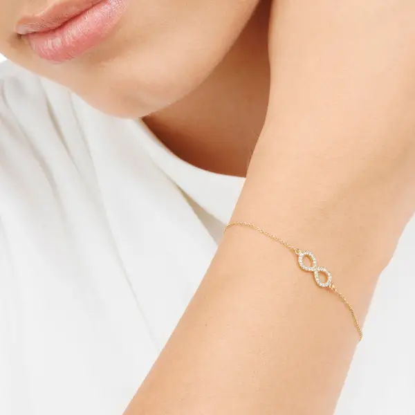Leaf Jewelry Armkette Infinity mit Diamanten, 18 K Gelbgold Große Rabatte