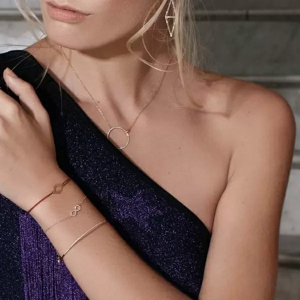 Leaf Jewelry Armkette Infinity mit Diamanten, 18 K Gelbgold Große Rabatte