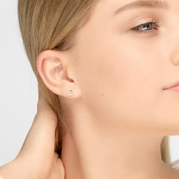 Leaf Jewelry Ohrstecker Clover mit Diamanten, 18 K Gelbgold Bestseller