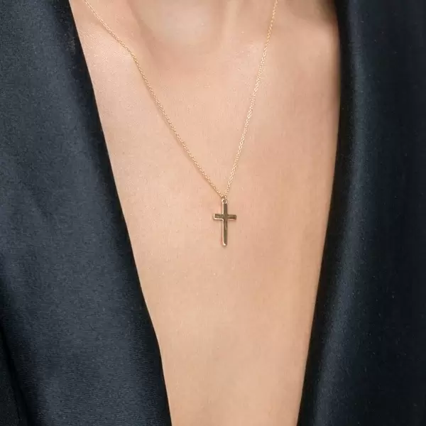 Leaf Jewelry Halskette Kreuz, 14 K Gelbgold Saisonale Angebote