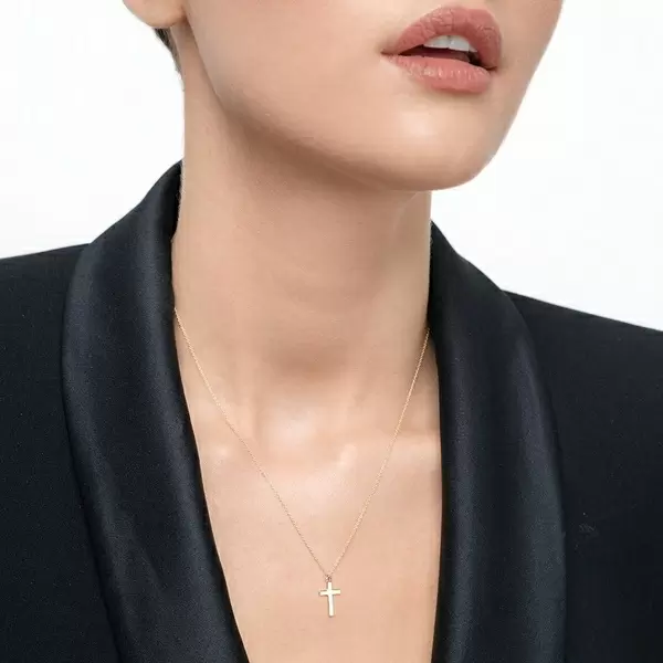 Leaf Jewelry Halskette Kreuz, 14 K Gelbgold Saisonale Angebote