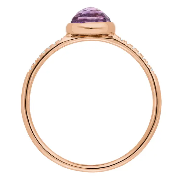 Leaf Jewelry Ring Amethyst mit Diamanten, 14K Rosegold, Gr.50 Räumungsverkauf