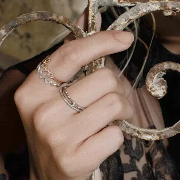 Leaf Jewelry Ring Solitaire, 18 K Rosegold Tiefpreis