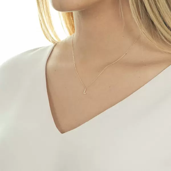 Leaf Jewelry Halskette Letter "L", 14 K Rosegold mit Diamanten Neueste Stile