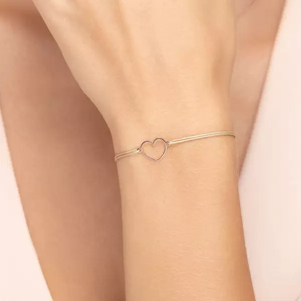 Leaf Jewelry Glücksbändchen GENTLE HEART, 14 K Rosegold, Beige Letzter Tag