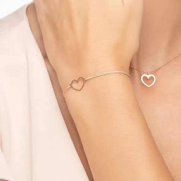 Leaf Jewelry Glücksbändchen GENTLE HEART, 14 K Rosegold, Beige Letzter Tag