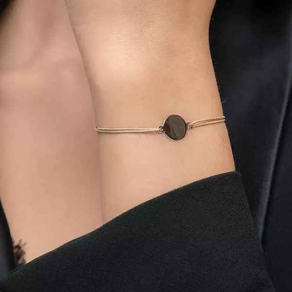 Leaf Jewelry Glücksbändchen Plate, 14 K Rosegold, Beige Bis zu 50% Rabatt