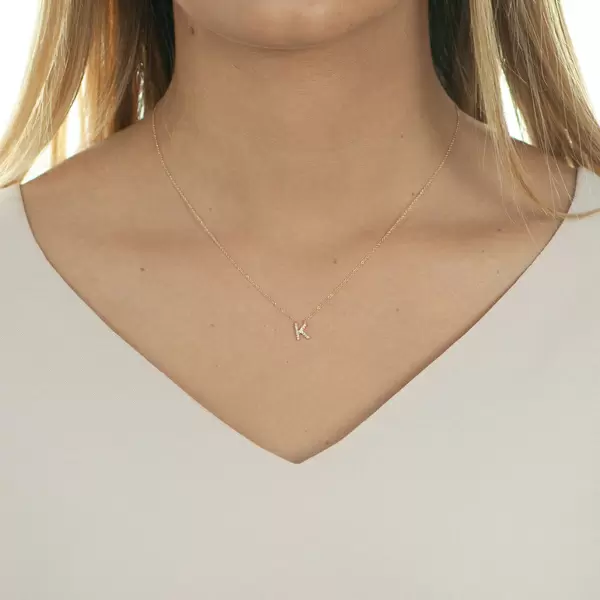 Leaf Jewelry Halskette Letter "K", 14 K Rosegold mit Diamanten Bis zu 55% Rabatt