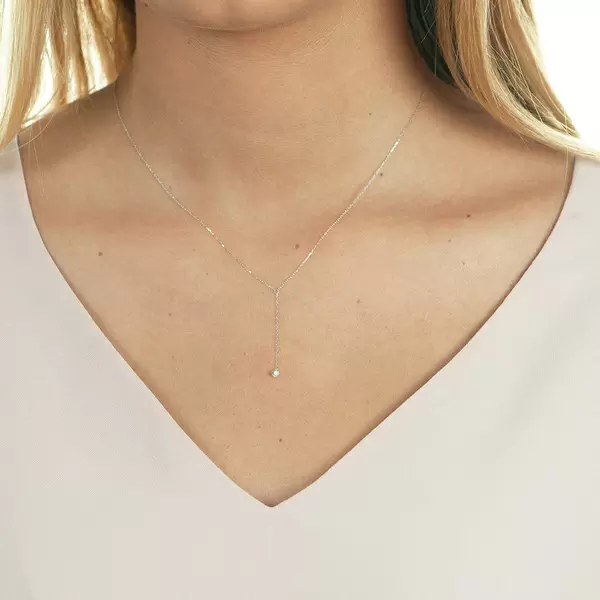 Leaf Jewelry Halskette Y-Pure Diamant, 18 K Weißgold Super Rabatt