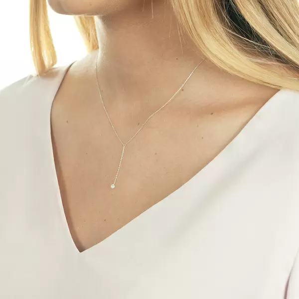 Leaf Jewelry Halskette Y-Pure Diamant, 18 K Weißgold Super Rabatt