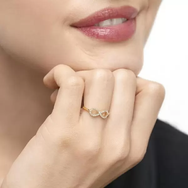 Leaf Jewelry Infinityring mit Diamanten, 18 K Gelbgold Begrenzt auf 3 Tage