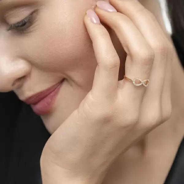Leaf Jewelry Infinityring mit Diamanten, 18 K Gelbgold Begrenzt auf 3 Tage