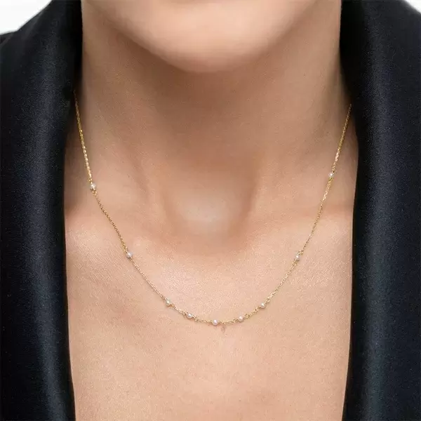 Leaf Jewelry Halskette White Pearls, 14 K Gelbgold Speichern exportieren