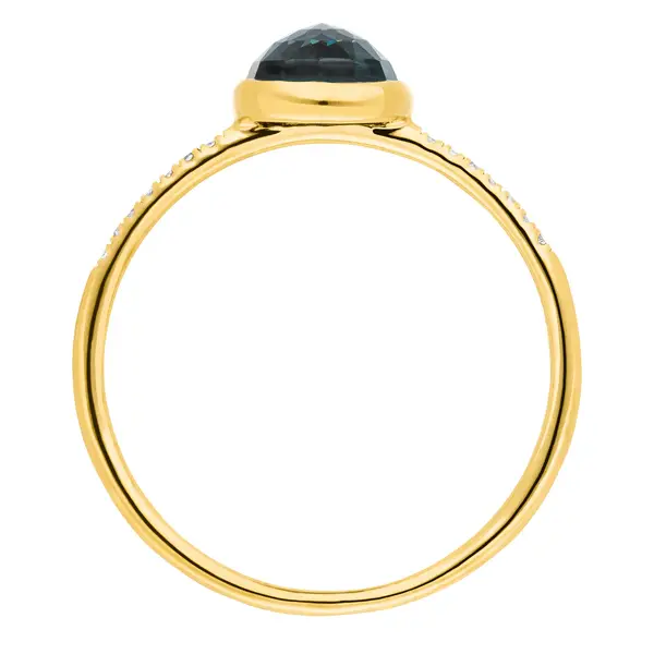 Leaf Jewelry Ring Blue Topas mit Diamanten, 14K Gelbgold Outlet