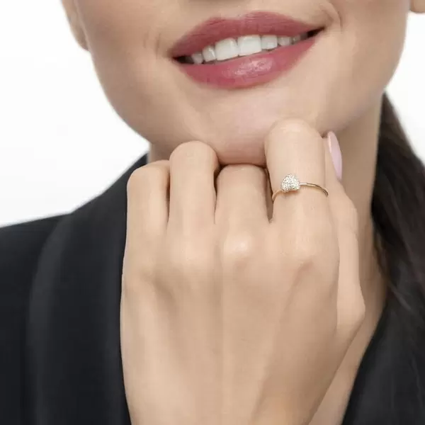 Leaf Jewelry Ring Herz Full mit Diamanten, 18 K Gelbgold Auslauf