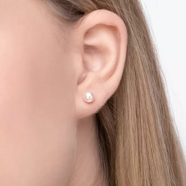 Leaf Jewelry Ohrstecker Perle, 6mm, 14 K Rosegold Günstiger Verkauf