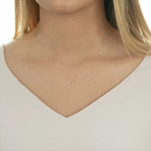 Leaf Jewelry Halskette Letter "J", 14 K Rosegold mit Diamanten Fabrikverkauf