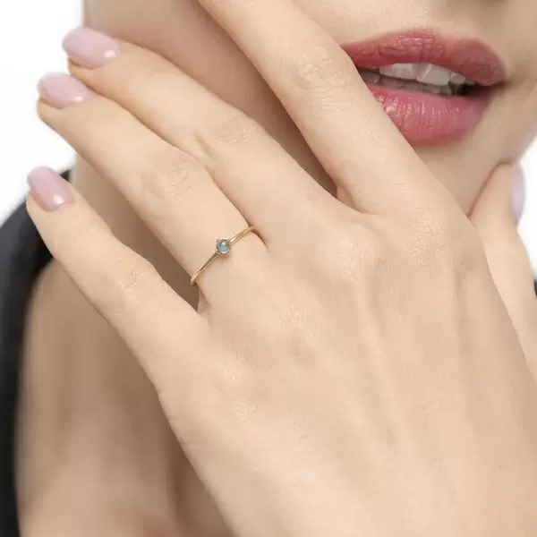 Leaf Jewelry Ring Cabochon, 14 K Gelbgold, Blauer Topas Sonderangebot