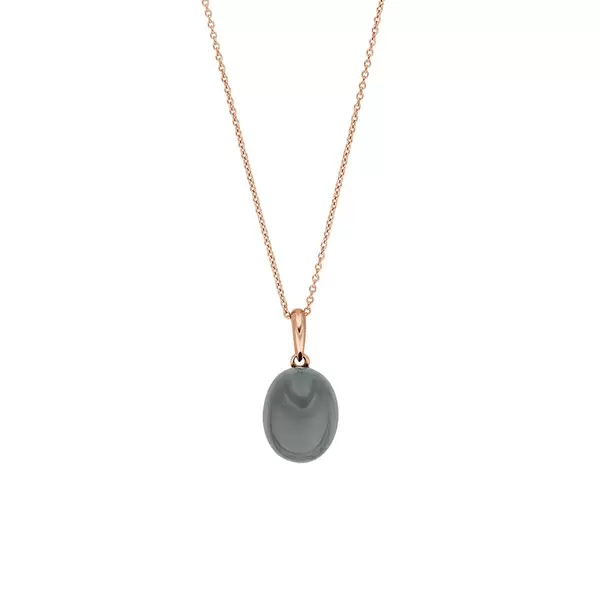 Leaf Jewelry Halskette Cabochon II, 14 K Rosegold, Grauer Mondstein Rabatt