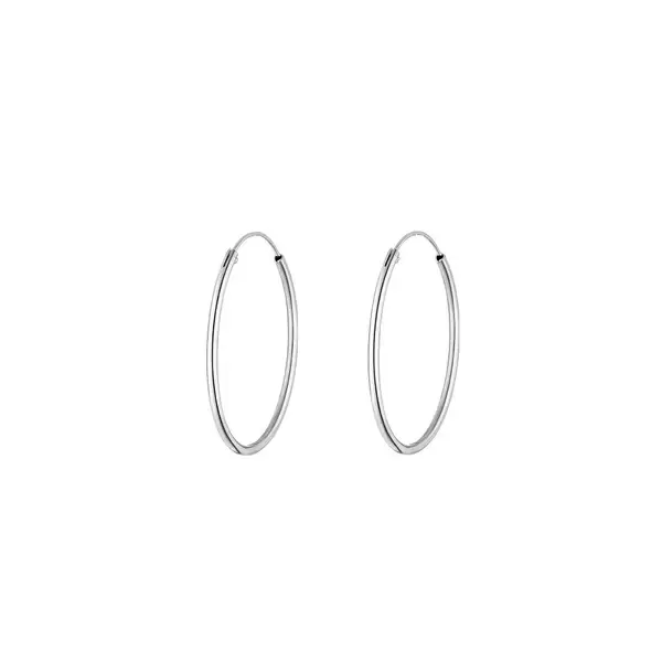 Leaf Jewelry Creole Rund M, 30mm, 14 K Weissgold Großer Ausverkauf