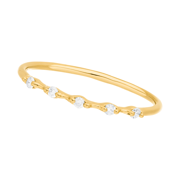 Leaf Jewelry Ring mit 5 Diamanten, 14K Gelbgold Begrenztes Angebot