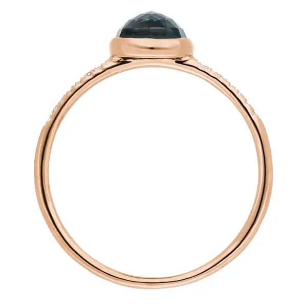 Leaf Jewelry Ring Blue Topas mit Diamanten, 14K Rosegold Exklusivangebot