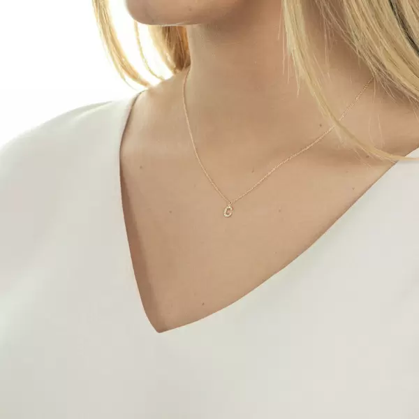 Leaf Jewelry Halskette Letter "C", 14 K Rosegold mit Diamanten Preisnachlass