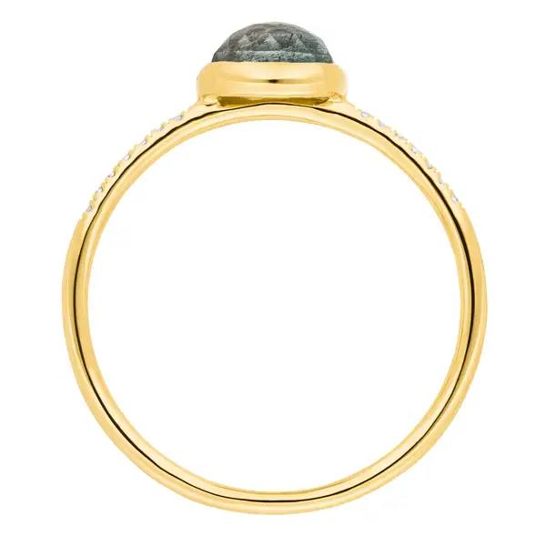 Leaf Jewelry Ring Labradorit mit Diamanten, 14K Gelbgold Saisonschlussverkauf
