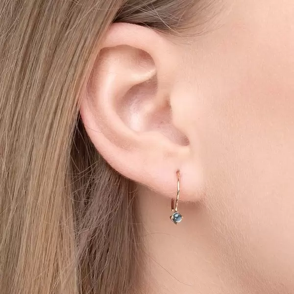 Leaf Jewelry Ohrringe Cabochon, Blaue Topas, 14 K Gelbgold Cyber Monday