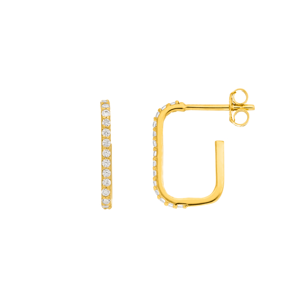 Leaf Jewelry Mini Creole Square mit Zirkonia, 18 K Gelbgold vergoldet Vatertagsangebot