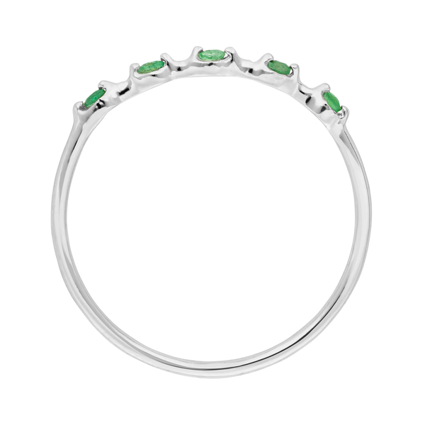 Leaf Jewelry Ring mit 5 Smaragden, 14K Weißgold Neueste Mode