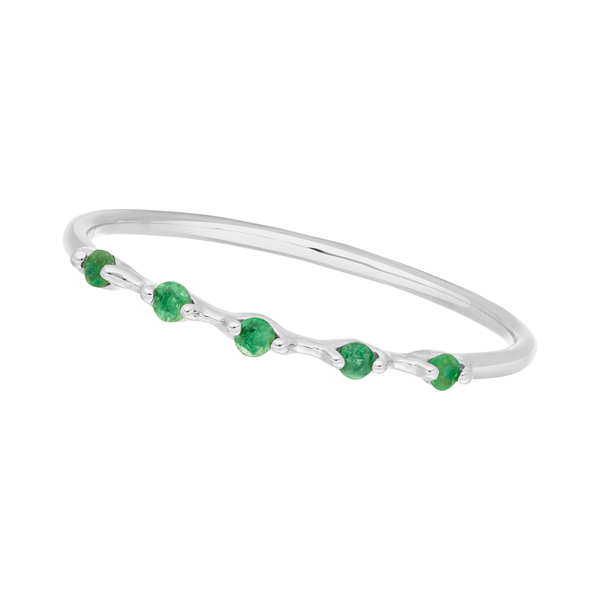 Leaf Jewelry Ring mit 5 Smaragden, 14K Weißgold Neueste Mode