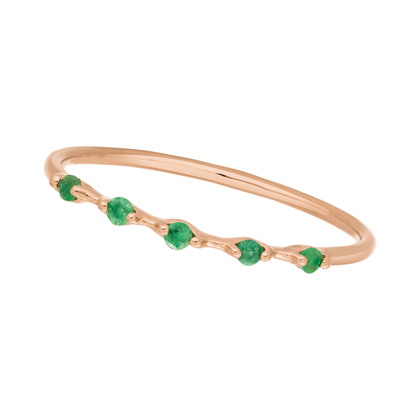 Leaf Jewelry Ring mit 5 Smaragden, 14K Rosegold Online Outlet