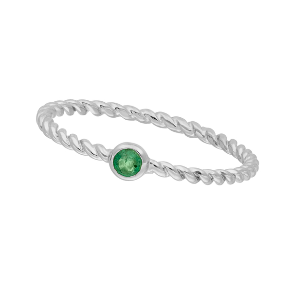 Leaf Jewelry Ring Twist Smaragd, 14K Weißgold Große Rabatte