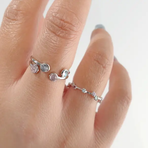Leaf Jewelry Silber Open Ring, Labradorit Riesige Ersparnisse
