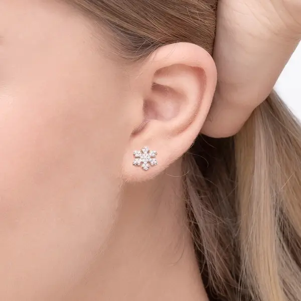 Leaf Jewelry Ohrstecker Snowflake, 18 K Rosegold vergoldet Zeitbegrenzte Promotion