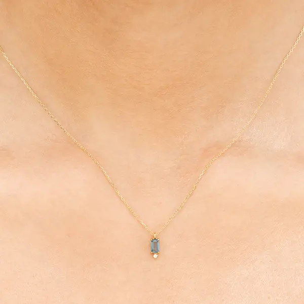 Leaf Jewelry Halskette London Blue Topas, 14K Gelbgold Bis zu 60% Rabatt