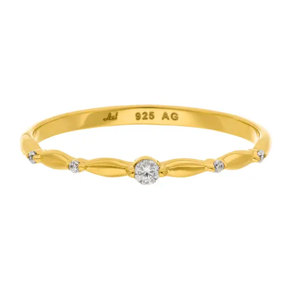 Leaf Jewelry Silber Ring mit Zirkonia, Gelbgold, Gr.52 Vierteljährliche Förderung