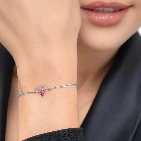 Leaf Jewelry Glücksarmband Pink Valentine, 18 K Gelbgold vergoldet, Fuchsia Discount Store für neue Produkte