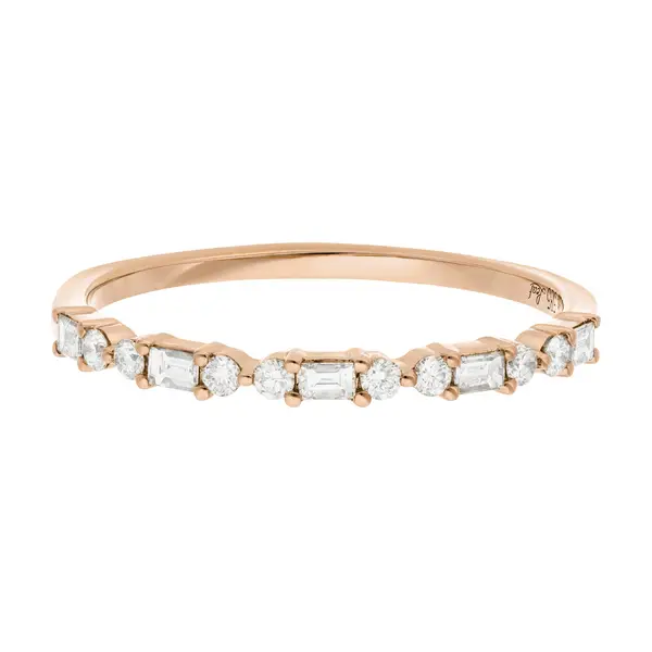 Leaf Jewelry Ring mit Baguette Diamanten, 14K Rosegold Clearance-Verkauf