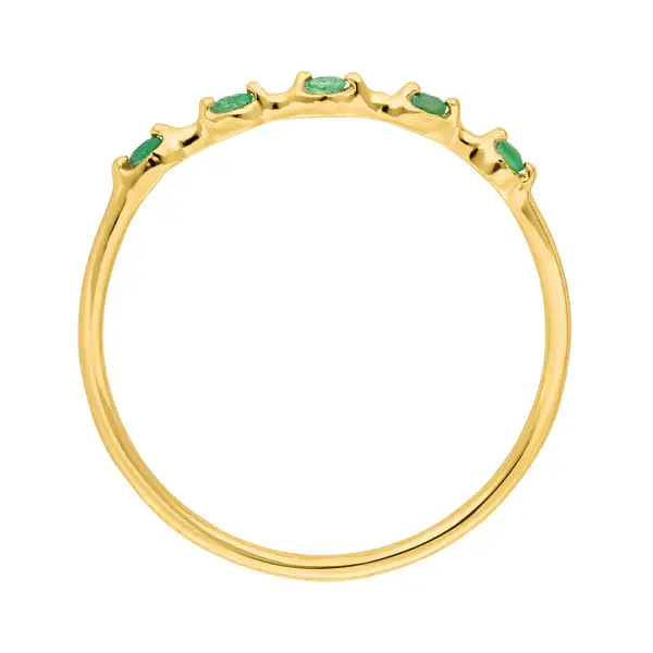 Leaf Jewelry Ring mit 5 Smaragden, 14K Gelbgold Kostenloser Versand international