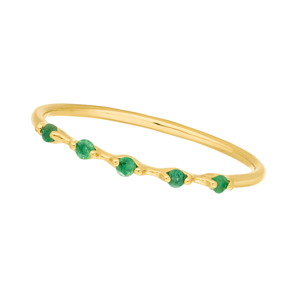 Leaf Jewelry Ring mit 5 Smaragden, 14K Gelbgold Kostenloser Versand international